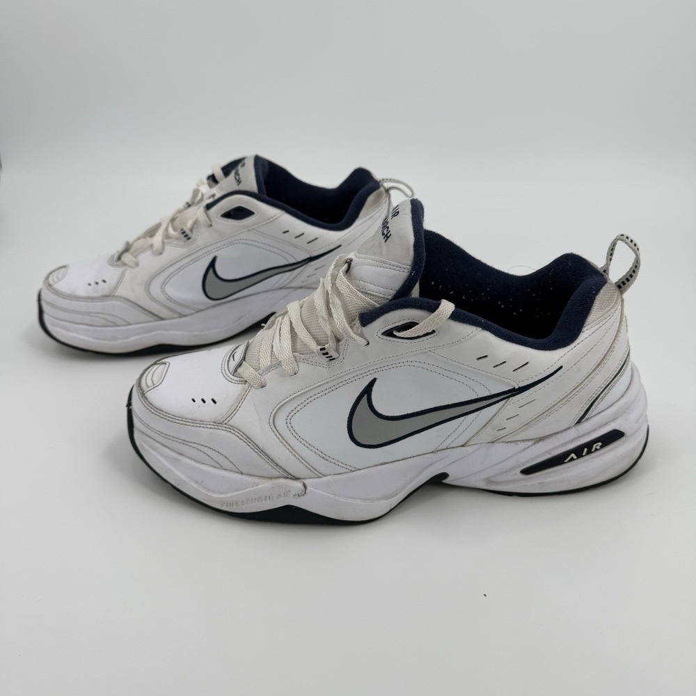 Nike Air Monarch IV Mens Size 14 White Navy Training Shoes Sneakers 415445-102